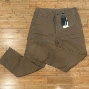 NWT Buck Mason Walnut Slub Twill Maverick Slim Officer Pant, size 32 x 30
